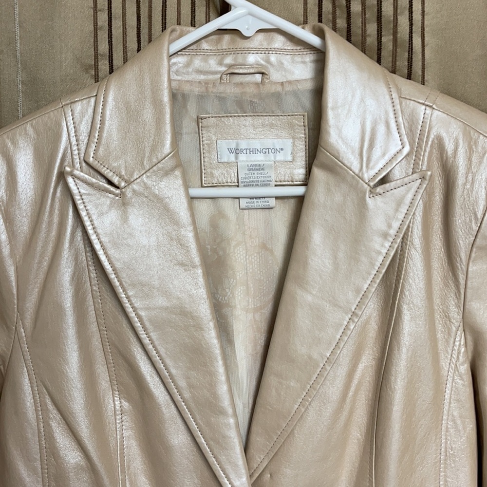 Worthington Cream Leather Jacket - Picture 2 of 11